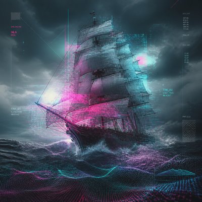 sailing ship on a stormy sea