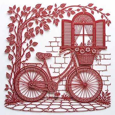 bicyle resting against a wall
