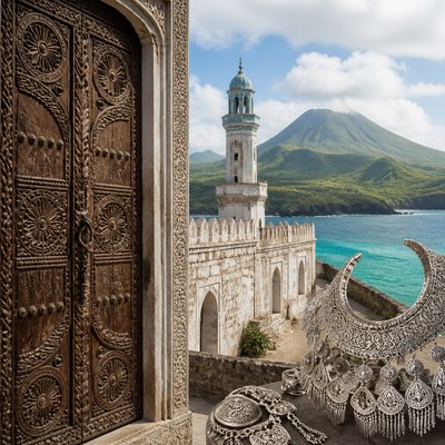 wide landscape with natural scenery — Comorian Art Style