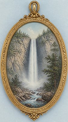 towering waterfall cascading down a cliff