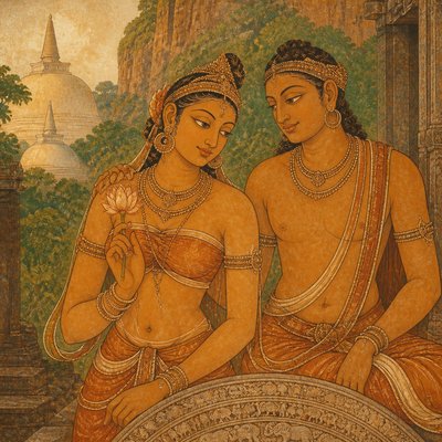 portrait of two people together — Sri Lankan Art Style