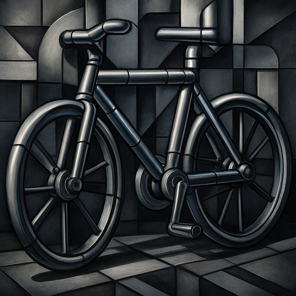bicyle resting against a wall