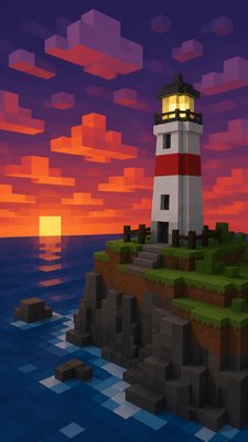 a lone lighthouse on a cliff at dusk under a dramatic sky, no text or lettering