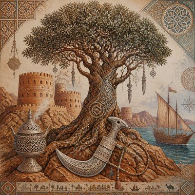a tree in nature — Omani Art Style