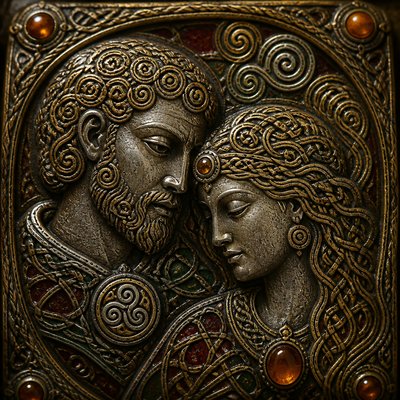 portrait of two people together — Celtic Jewelry Design