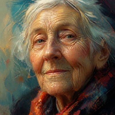 close-up portrait of an elderly person with expressive weathered features