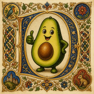 a happy avocado character giving a thumbs up, bold readable design on a plain background, no text