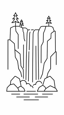 towering waterfall cascading down a cliff