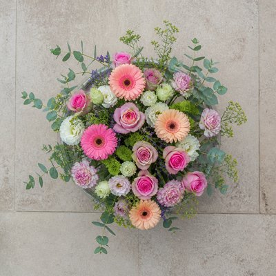bouquet of flowers in a glass vase