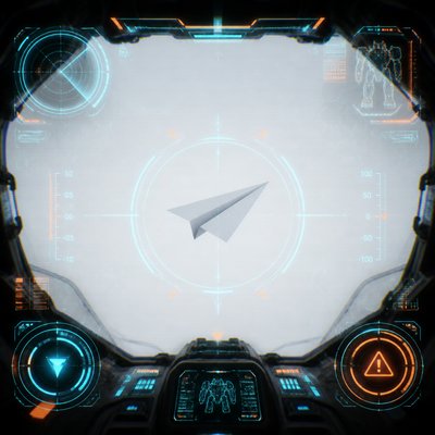 a paper plane, clean minimal composition on a plain background, no text