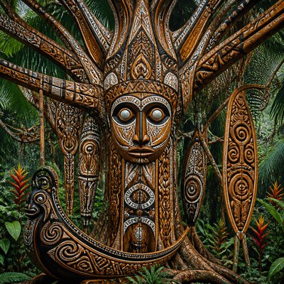 a tree in nature — Papua New Guinea Art Style