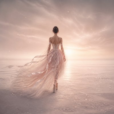 a solitary figure walking toward a glowing horizon across an empty plain, moody atmosphere, no text or lettering