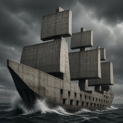 sailing ship on a stormy sea