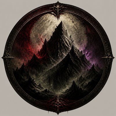 an emblem of a mountain peak inside a circle, simple bold shapes on a plain background, no text or lettering
