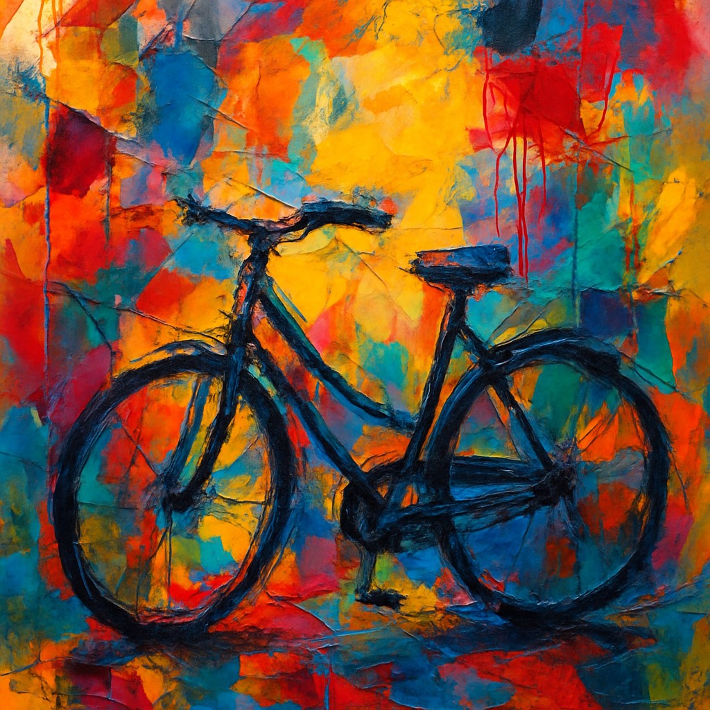 bicyle resting against a wall