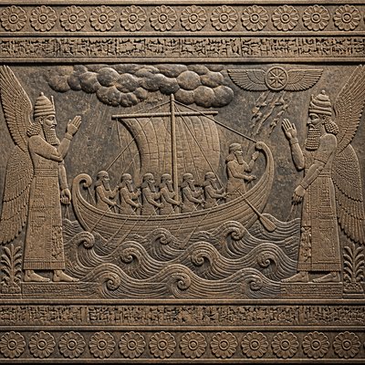 sailing ship on a stormy sea