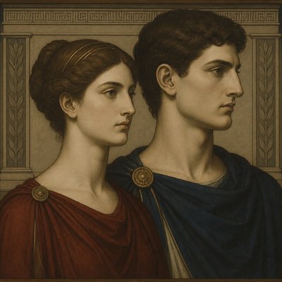 portrait of two people together — Neoclassicism Art Style