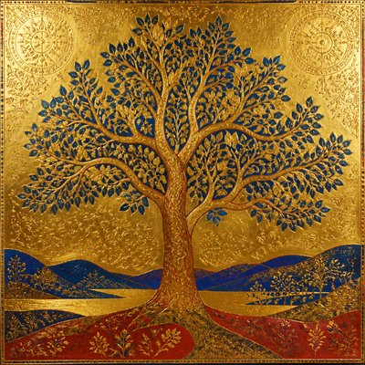 a tree in nature — Gold Leaf Gilding Art Style