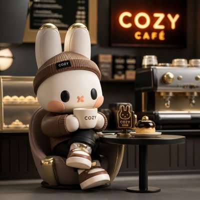 cozy cafe interior with warm lighting