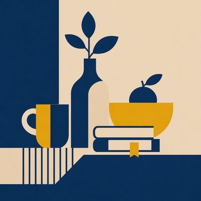still life with everyday objects — Minimalist Geometric Art