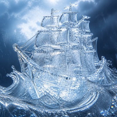 sailing ship on a stormy sea