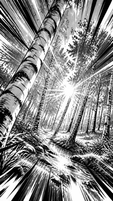 a serene birch forest in soft morning light, no people, no text