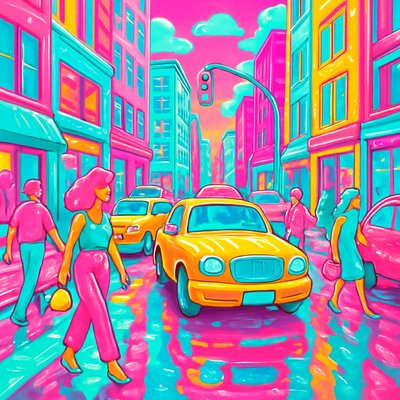 urban street with city activity