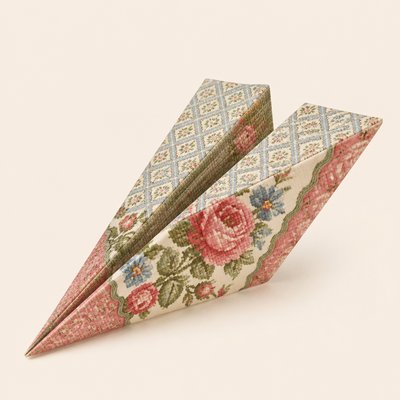 a paper plane, clean minimal composition on a plain background, no text