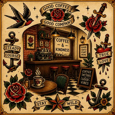 cozy cafe interior with warm lighting
