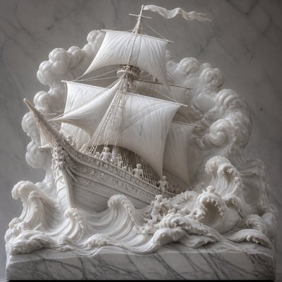 sailing ship on a stormy sea