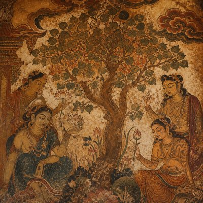 a tree in nature — Ancient Indian Mural Art Style