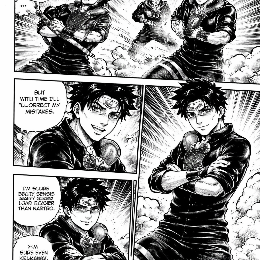 Nayoma washed his bowl and sat down in a meditative state. I’ll meditate first, then practice Bushin no Jutsu, then Body Flicker, then wall walking. After that, I’ll take a cold shower and sleep.
He opened his eyes, jumped out of meditation, and formed the hand signs for Clone Jutsu. A puff of smoke appeared, and a clone popped up right in front of him. It wasn’t perfect — its earlobes were stretched oddly — but it was still a success.
Well, not so perfect… but with time I’ll correct my mistakes. Hmn, I guess I really had it easier than Naruto. I’m sure even Kibe‑sensei couldn’t do this on his first try.
The clone disappeared with a puff of smoke, leaving Nayoma standing there, satisfied but already thinking about the next step.