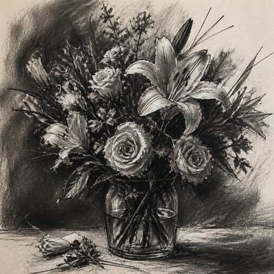 bouquet of flowers in a glass vase