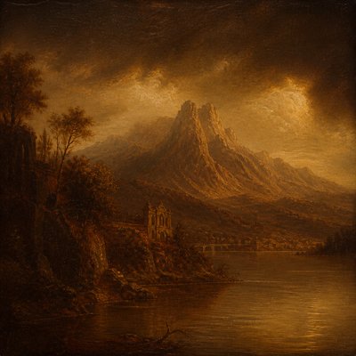 serene landscape with mountains and water