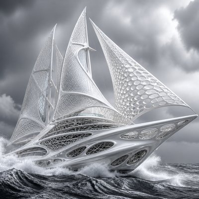 sailing ship on a stormy sea