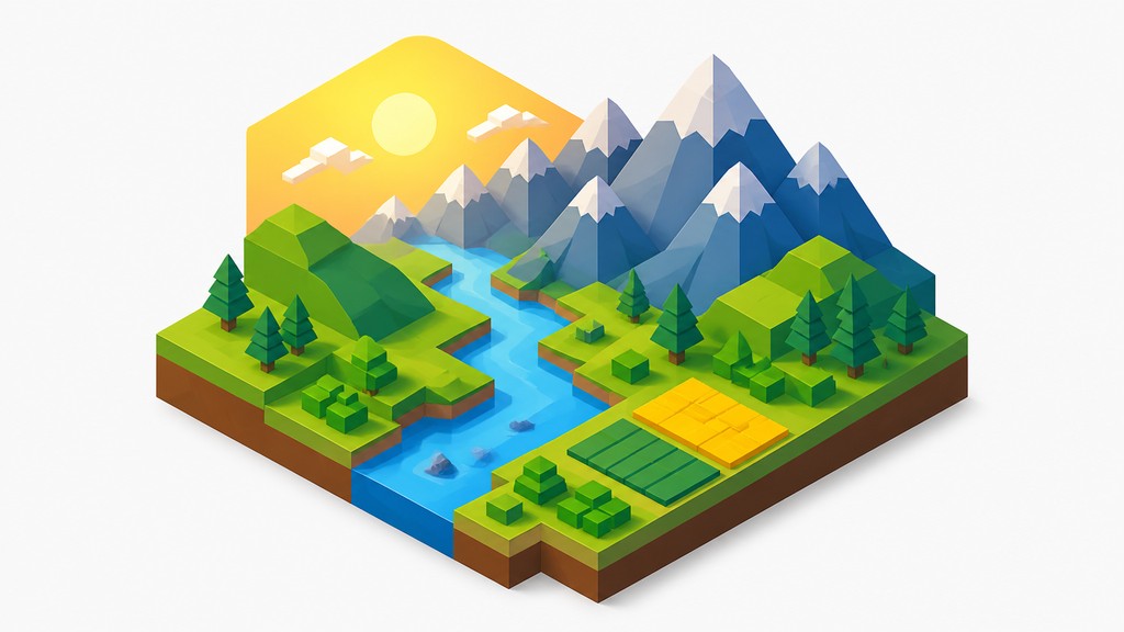 a vast valley with a river winding toward distant mountains at sunrise, no people, no text