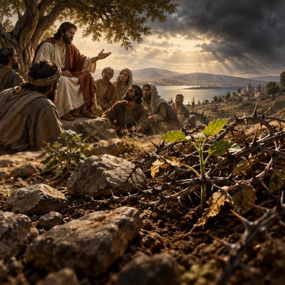 Please create an image of Luke 8:13