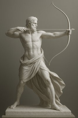 a statue of a man with a bow and arrow