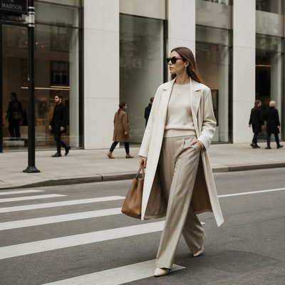 urban street with city activity — Minimalist Fashion Design