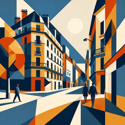Abstract Geometric Art Style Transfer Example