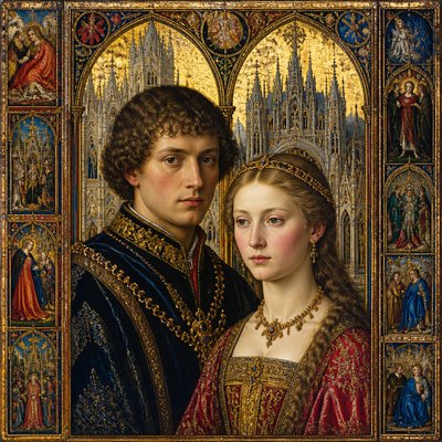 portrait of two people together — Ghent Art Style