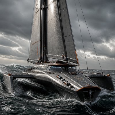 sailing ship on a stormy sea