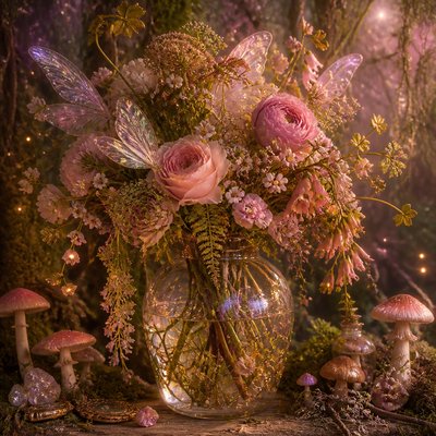 bouquet of flowers in a glass vase