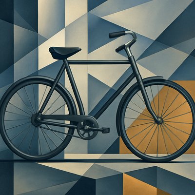 bicyle resting against a wall