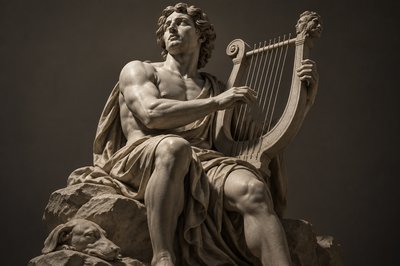 Orpheus playing the harp