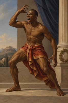 a painting of a man in a red robe