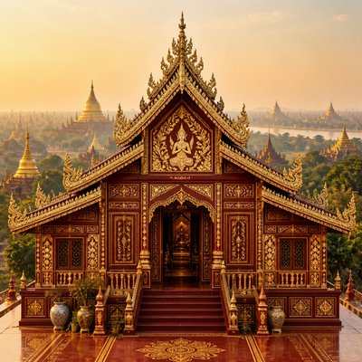 house with front view — Burmese Art Style