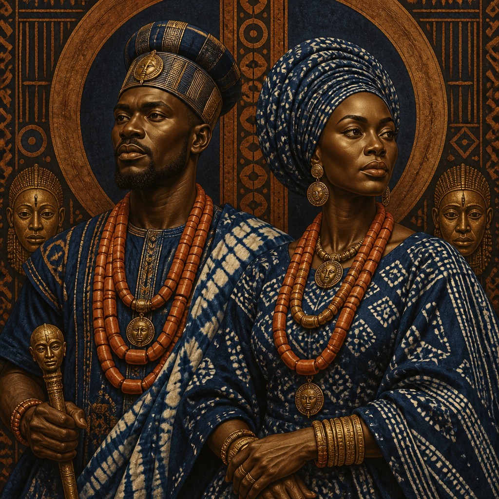 portrait of two people together — Nigerian Art Style