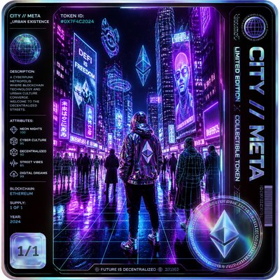 urban street with city activity — Crypto Art Style