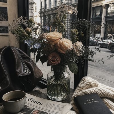 bouquet of flowers in a glass vase